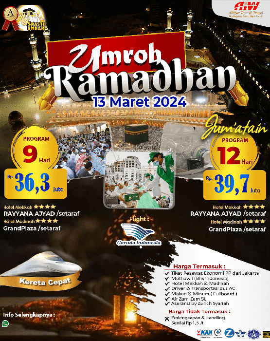 Umroh Ramadhan (Kereta Cepat) 36,3 Jt
